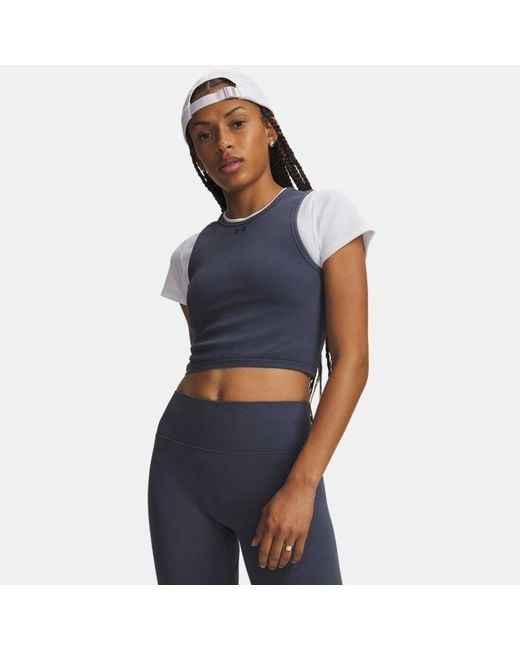 Under Armour Blue Seamless Cotton Tank Downpour Academy