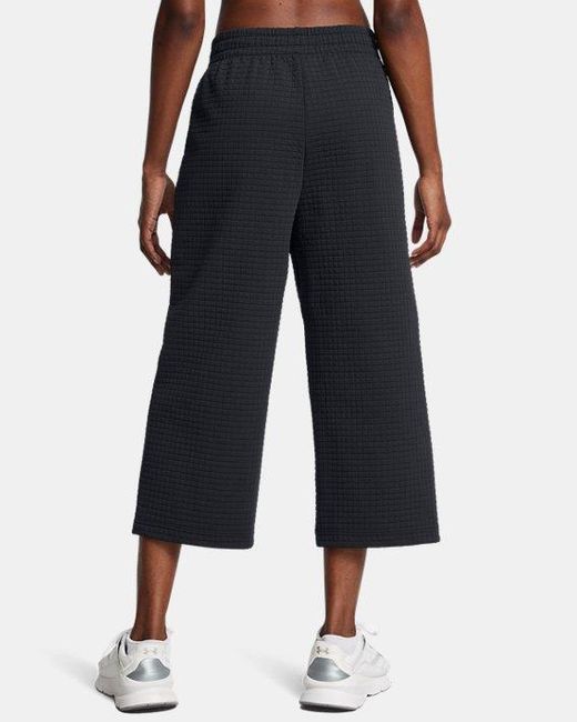 Under Armour Black Unstoppable Fleece Grid Wide Leg Crop Pants