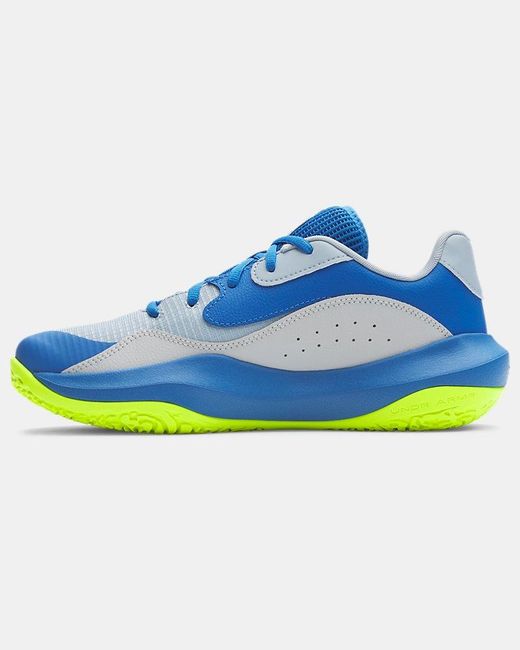Under Armour Blue Lockdown 7 Low Basketball Shoes Calm Atlantis High Vis
