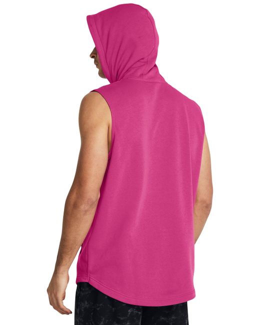 Under Armour Pink Project Rock Fleece Payoff Sleeveless Hoodie for men