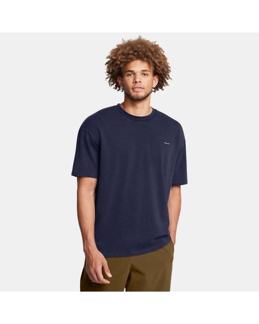 Under Armour Blue Ua Heavyweight Oversized Logo Wash Short Sleeve for men