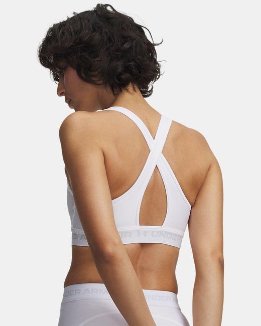 Under Armour White Mid Crossback Bra