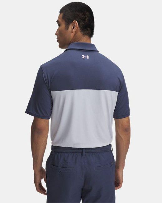 Under Armour Herenpolo Tee To Color Block Downpour Grijs Halo Grijs Prime Roze in het Blue voor heren