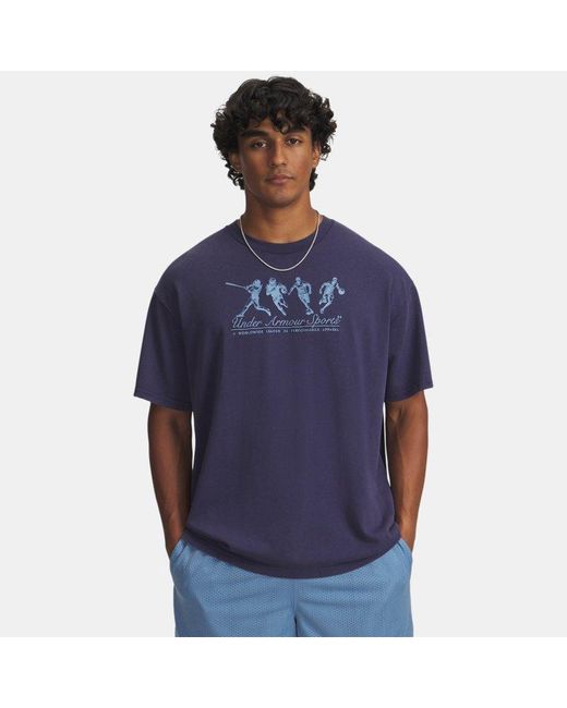 Under Armour Blue Athletes Heavyweight Oversized Short Sleeve Washed Smoke for men