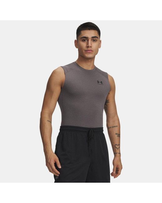Under Armour Gray Heatgear Compression Sleeveless Carbon Heather for men