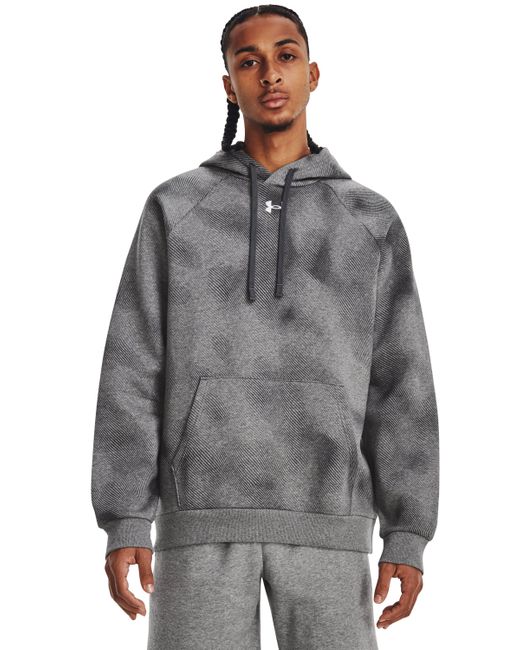 Under Armour Gray Rival Fleece Printed Hoodie for men