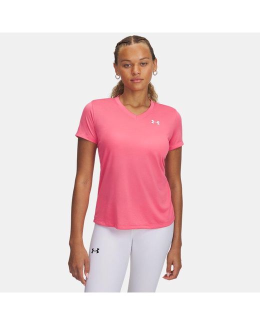 Under Armour Pink Tech V-Neck Short Sleeve Super