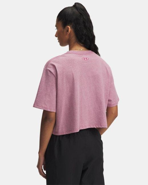 Maglia A Maniche Corte Rival Da Donna Fuchsia Dusk Light Heather Nero Bianco di Under Armour in Purple