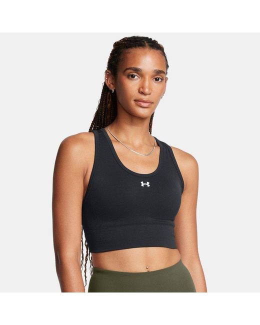 Sujetador Deportivo De Sujeción Media Vanish Seamless Para Mujer Blanco Under Armour de color Black