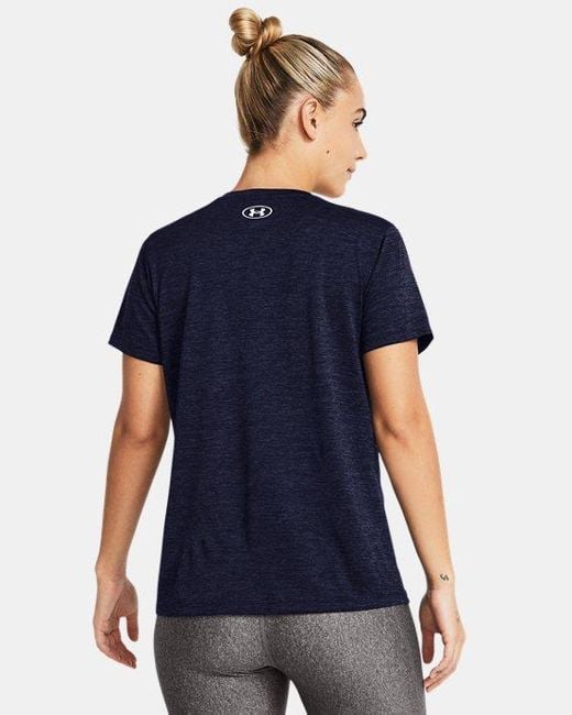 Under Armour Blue Tech Twist
Kurzarm-Oberteil Mit V-Ausschnitt Für Damen Midnight Blaue Marine Weiß