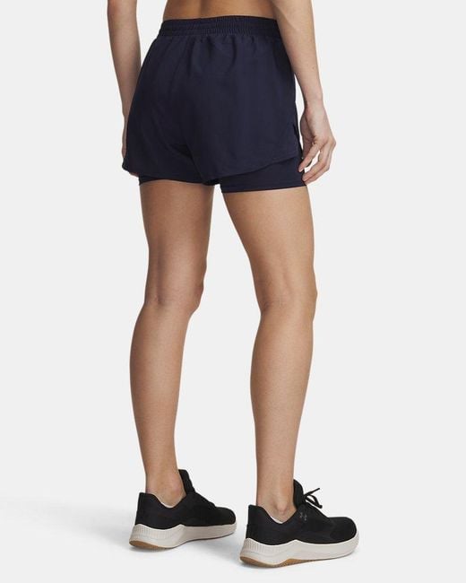 Short 2 En 1 Fly By Pour Femme Midnight Marine Midnight Marine Réfléchissant Under Armour en coloris Blue