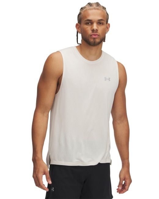 Under Armour White Trail Run Launch Tank Stone Reflective for men