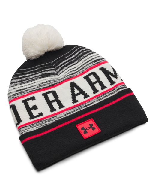 Under Armour Red Halftime Pom Beanie Stone Racer for men
