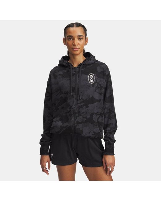 Parte De Arriba Con Cremallera Completa Project Rock Terry Para Mujer Blanco Clay Under Armour de color Black