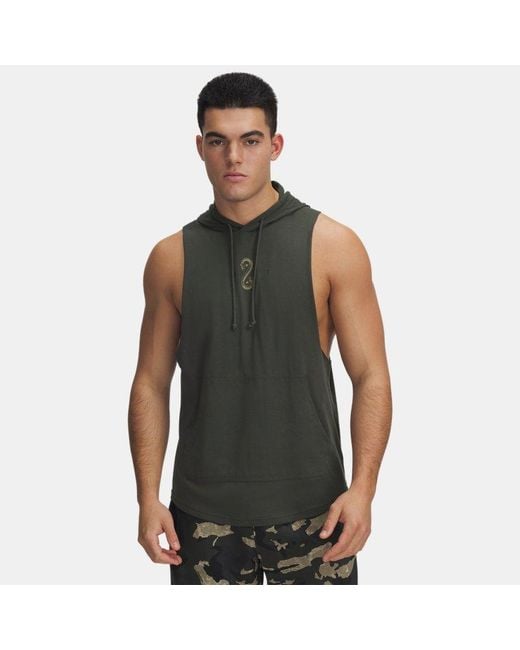 Under Armour Gray Project Rock Snake Sleeveless Hoodie Baroque Bayou for men