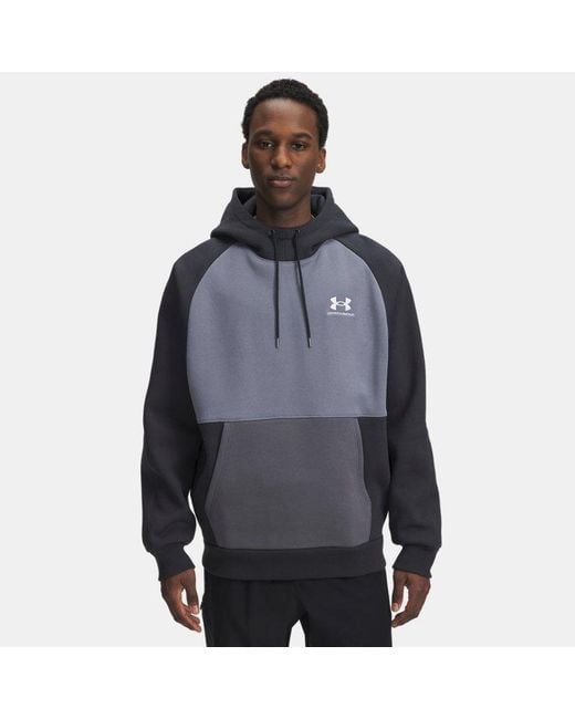Sweat À Capuche Icon Heavyweight Colorblocked Pour Homme Anthracite Titan Blanc Under Armour pour homme en coloris Blue