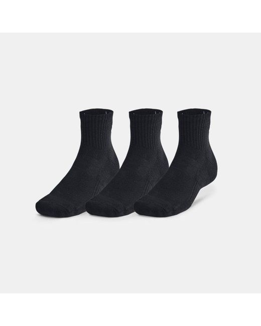 Under Armour Black Adult Training Cotton Quarter Socks 3 Pack,