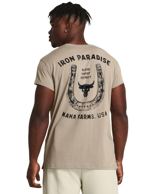 Under Armour Project rock balance t-shirt mit flügelärmeln für timberwolf taupe / schwarz l in Natural für Herren
