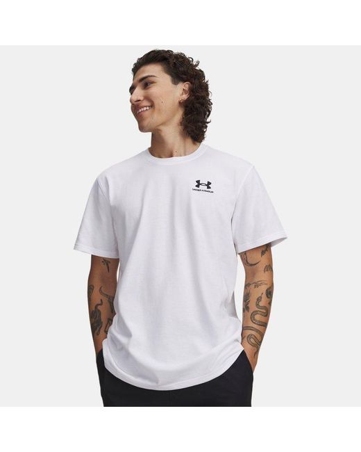 Under Armour White Logo Embroidered Heavyweight Short Sleeve for men