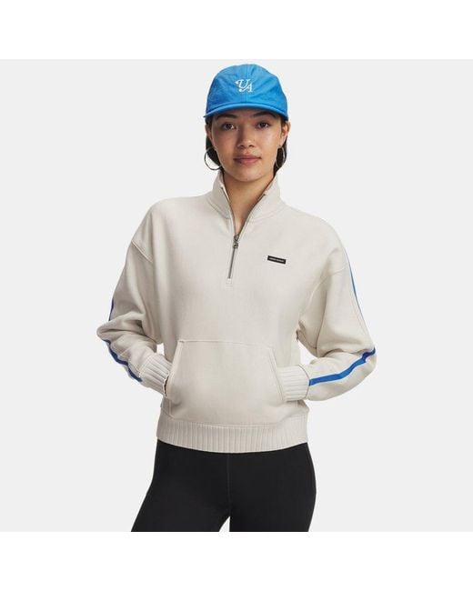 Under Armour Icon Heavyweight Fleece Damesitem Met Korte Rits Summit Wit Wit in het White