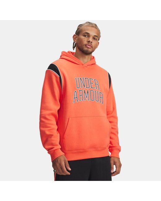Under Armour Orange Ua Rival Fleece Hoodie for men