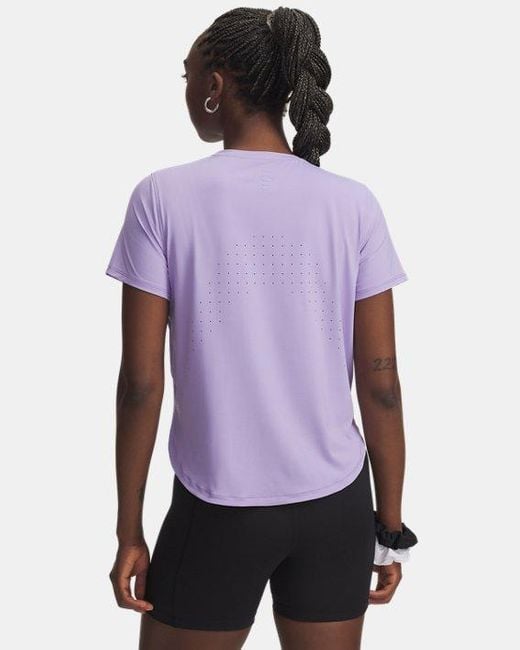 Under Armour Launch Elite Damesshirt Met Korte Mouwen Transparent Reflecterend in het Purple