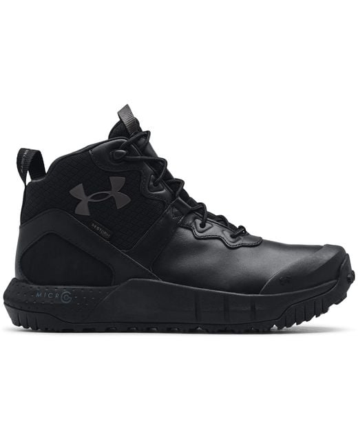 Under Armour Black Ua Micro G® Valsetz Mid Leather Waterproof Tactical Boots for men