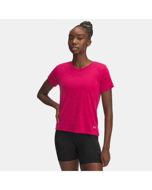 Maglia A Maniche Corte Launch Camo Da Donna Shaded Fuchsia Riflettente di Under Armour in Pink