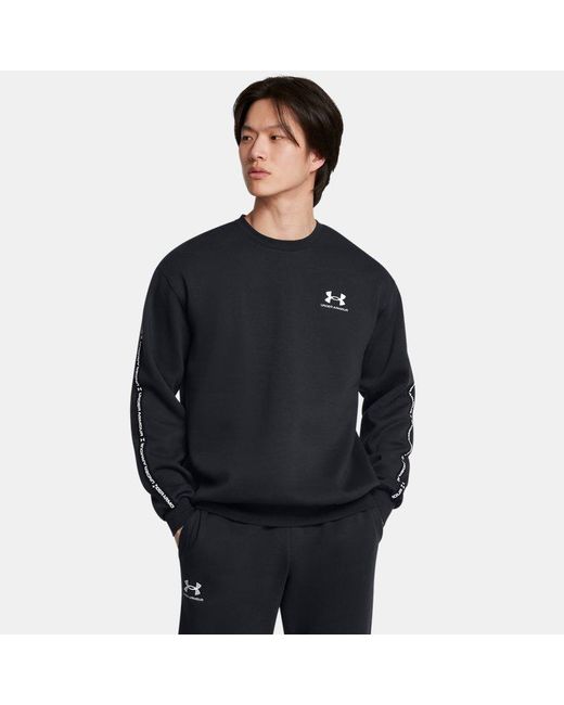 Under Armour Black Icon Fleece Taping Crew for men