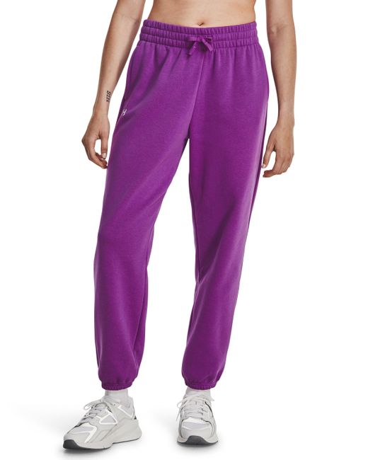 Under Armour Purple Rival fleece-jogginghose mit oversized-schnitt für cassis / weiß s