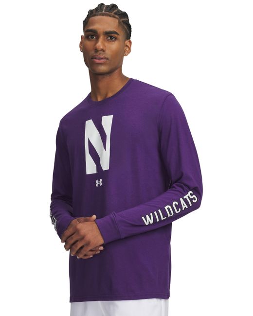 Under Armour Blue Ua Performance Cotton Collegiate Long Sleeve T-shirt for men