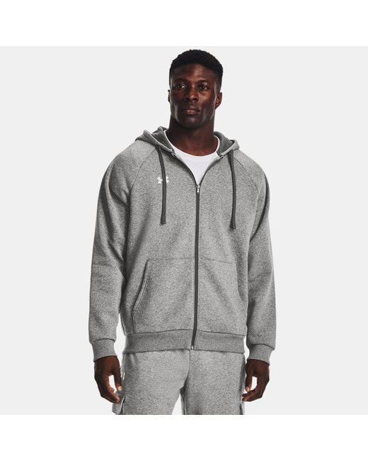 Under Armour Gray Rival Cotton Blend Fleece Full Zip Hoodie for men