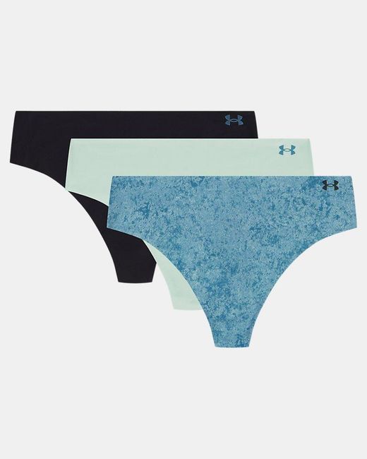 Under Armour Blue Ua Pure Stretch Printed 3-pack No Show Thong