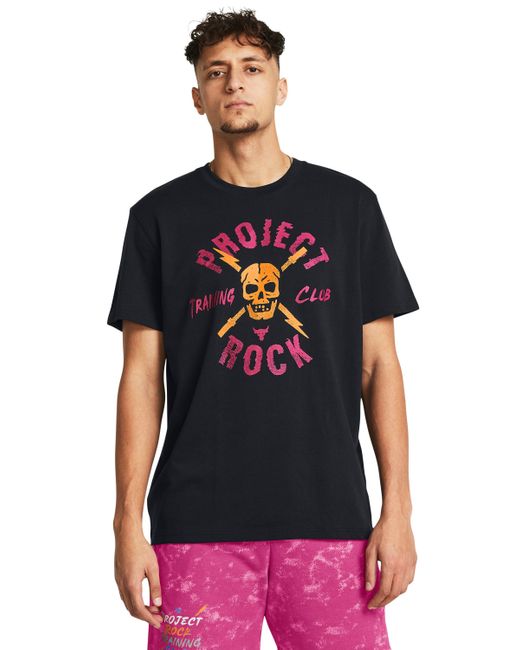 Under Armour Black Project Rock Tc Heavyweight Graphic Short Sleeve for men