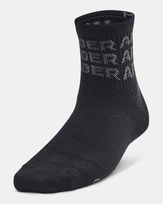 Under Armour Black Essential Kids' 6-Pack Q Rter Socks Mod