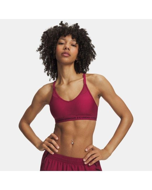 Under Armour Red Crossback Low Sports Bra Claret Ox Blood