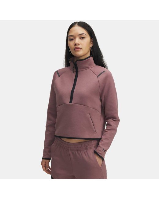 Parte De Arriba Con Media Cremallera Unstoppable Fleece Para Mujer Mist Negro Under Armour de color Brown