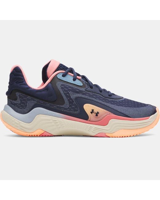 Under Armour Blue Spawn 7 Basketball Shoes Calm Sun Kiss Washed