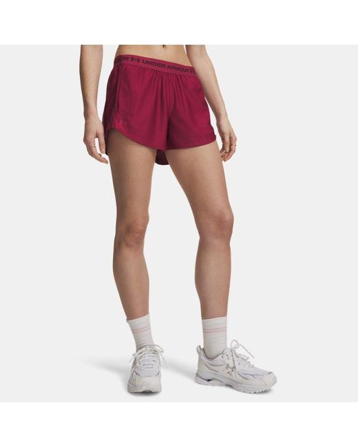 Under Armour Red Tech Play Up 3" Shorts Claret Ox Blood