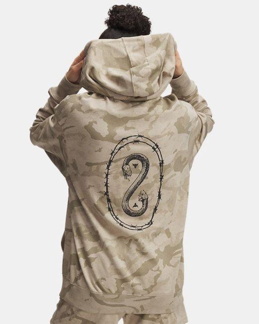 Under Armour Project Rock Terry Damesitem Met Rits City Khaki Zwart in het Brown