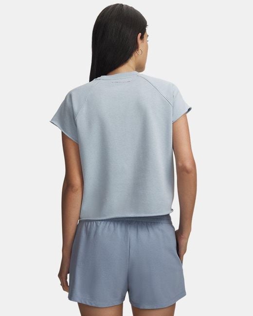 Under Armour Blue Icon Wordmark Cut Off Short Sleeve Fog Metallic