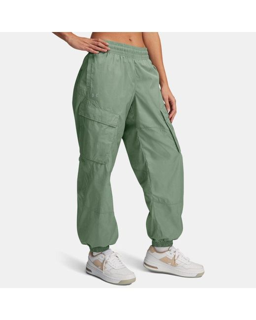 Under Armour Green Unstoppable Woven Sheen Cargo Pants Silica Silica