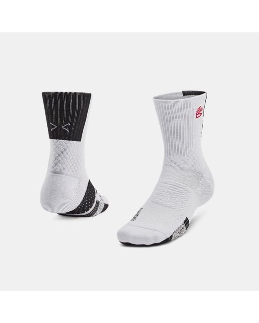 Under Armour Gray Curry Armourdry Playmaker Mid-Crew Socks Halo