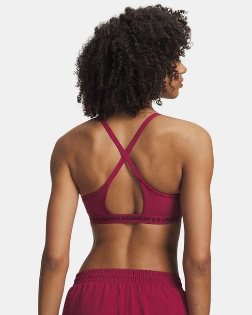Under Armour Red Crossback Low Sports Bra Claret Ox Blood