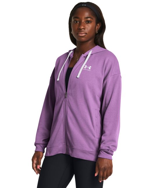 Under Armour Purple Rival terry extragroßer hoodie mit druchgehendem zip für provence violett / violett ace l