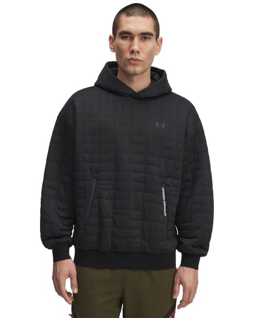 Under Armour Black Unstoppable Fleece Textured Hoodie for men
