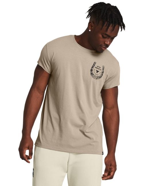 Under Armour Project rock balance t-shirt mit flügelärmeln für timberwolf taupe / schwarz l in Natural für Herren