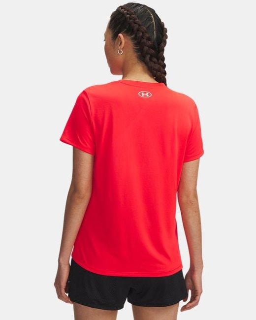 Under Armour Tech Damesshirt Met Korte Mouwen Racer Rood Wit in het Red