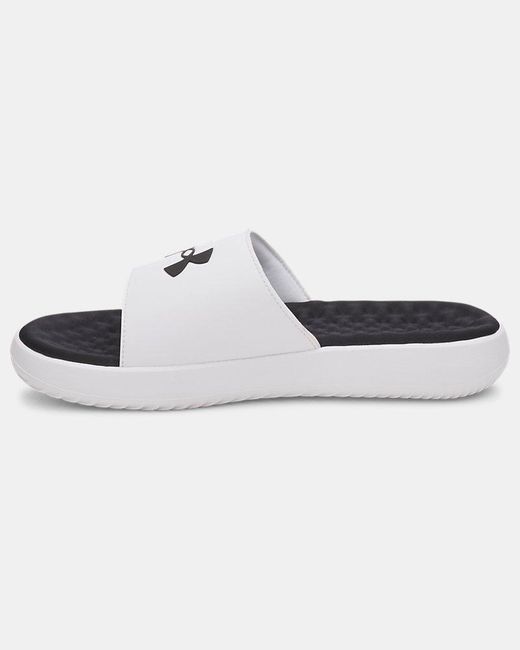 Under Armour White Ignite Pro 8 Fixed Strap Slides for men