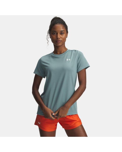 Camiseta De Manga Corta Tech Para Mujer Serpentine Blanco Under Armour de color Blue